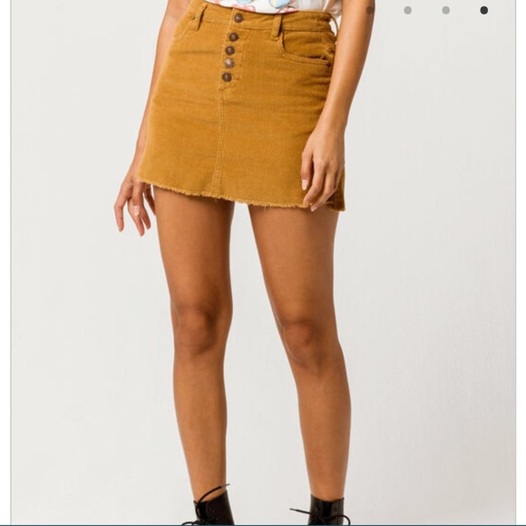NWOT Sky and Sparrow Light Brown Corduroy Mini Skirt with Frayed Hem Size 9 - Picture 4 of 15